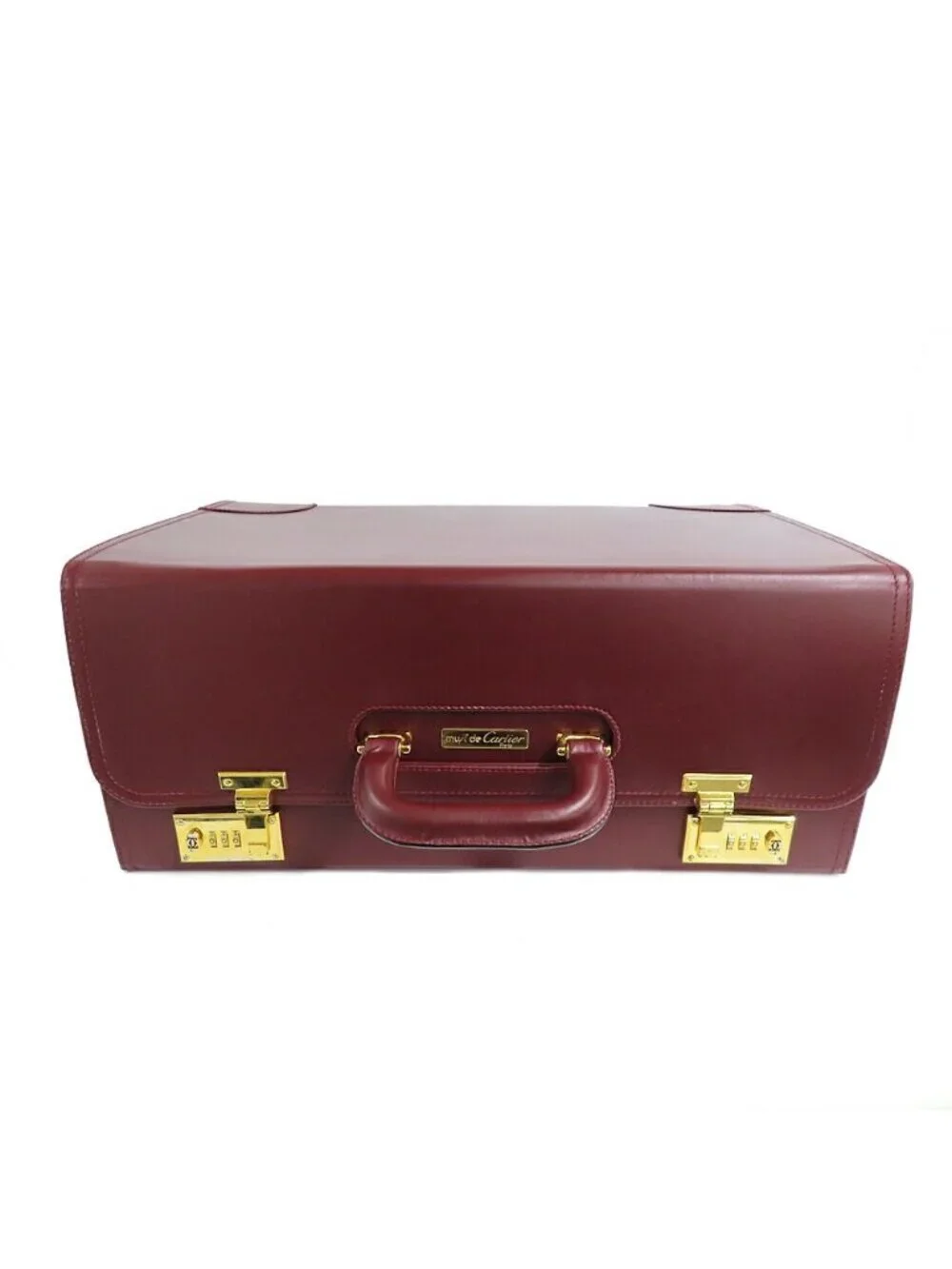Cartier Flight Case Vintage Burgundy Leather Large Handbag